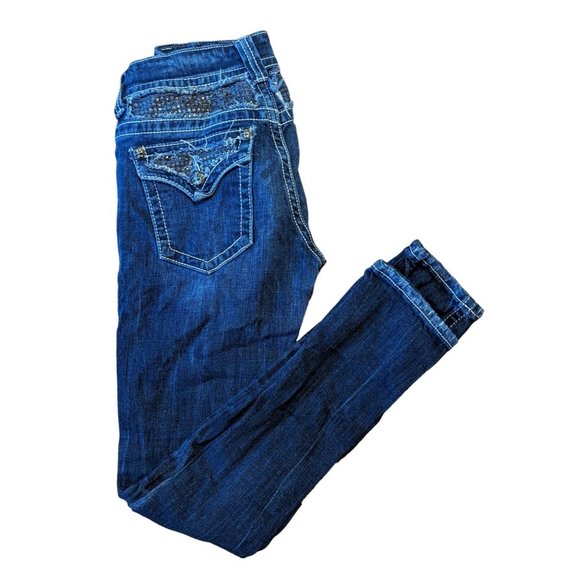 Miss Me Women's Dark Blue Straight Leg Medium Wash Jeans Size 29 - Picture 2 of 3